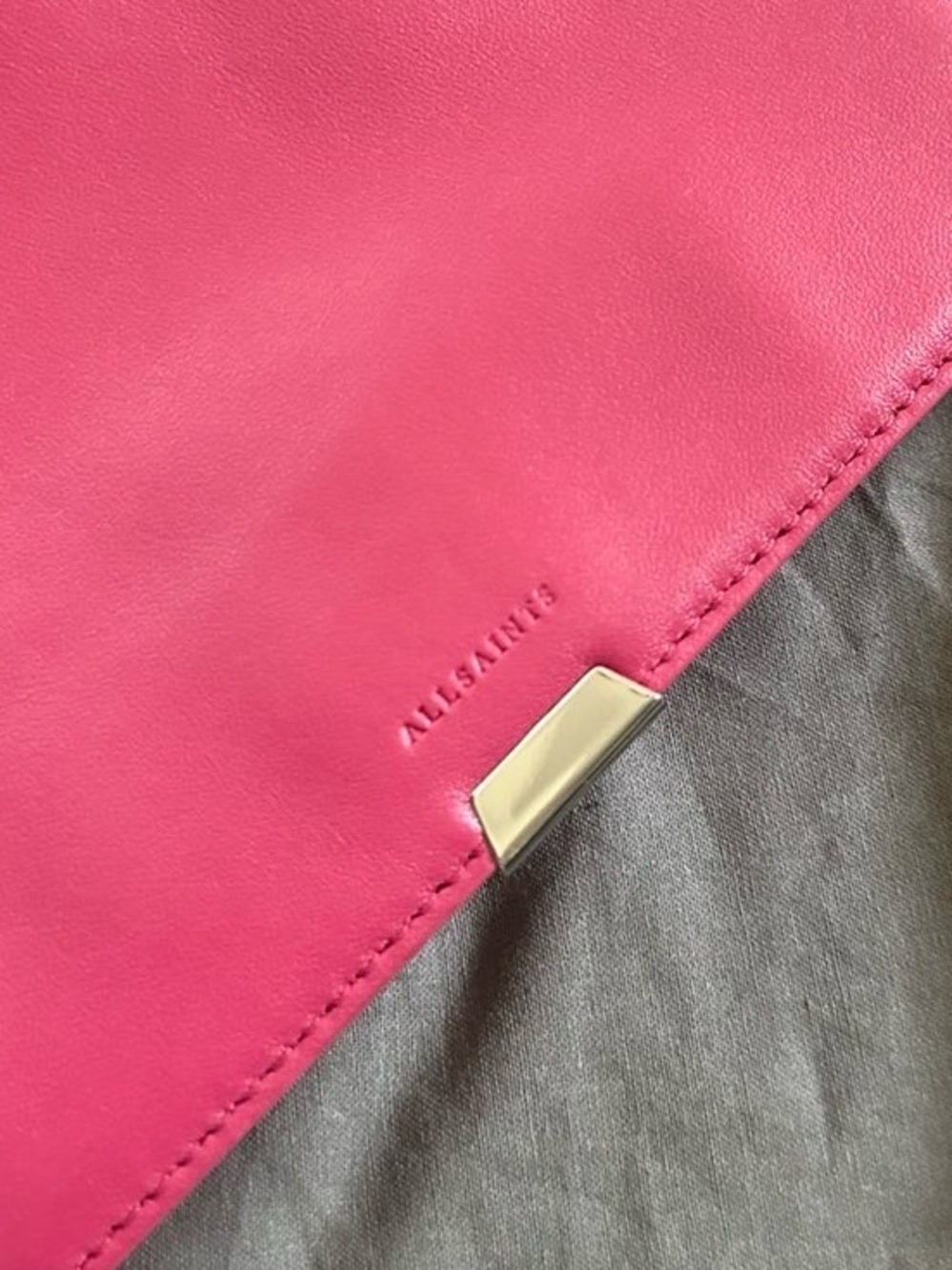 Allsaints Captain Leather Flap Shoulder Bag-Fuscia-EUC - Picture 15 of 16